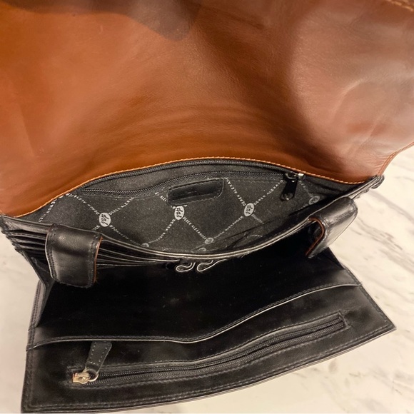Vintage Derek Alexander Purse black tan two tone leather tons of card & pockets - Picture 10 of 15